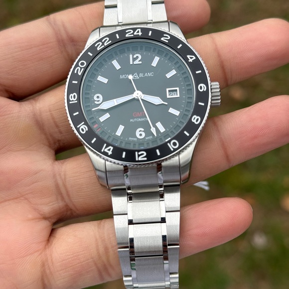 Montblanc 1858 GMT automatic Black Stainless Steel Watch Mens 2025 dated watch - Picture 13 of 17